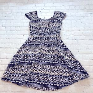 Knit Black & Cream Swing Dress